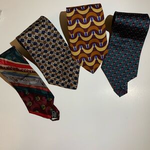Set of 4 NEW Classic Ties Imported Silk Fabric Made in USA High End Brands